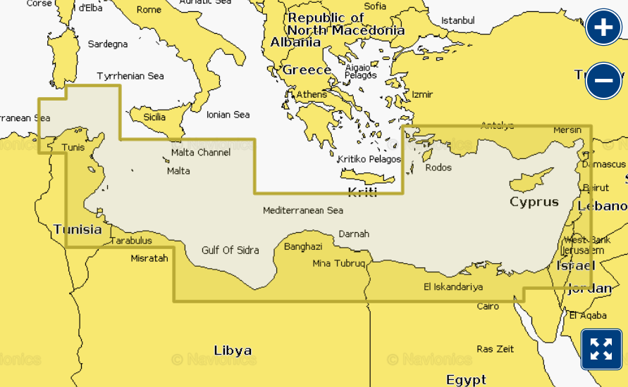 Navionics+ NAEU016R Mediterranean Sea, Southeast