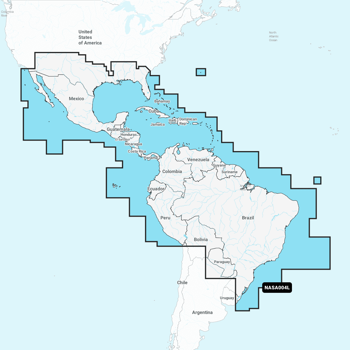 Navionics+ Large Mexico, Caribbean to Brazil