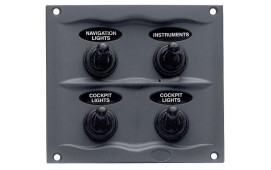 BEP Switch Panel DC Waterproof 4xOn/Off Charcoal
