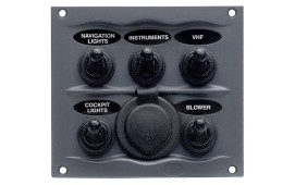 BEP Switch Panel DC Waterproof 5xOn/Off 1xPower Re