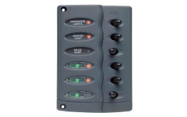BEP Switch Panel DC Contour Waterproof 6xOn/Off PT